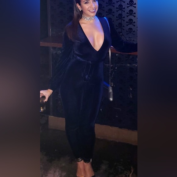 Dark Blue Velvet Bodysuit - Picture 5 of 5